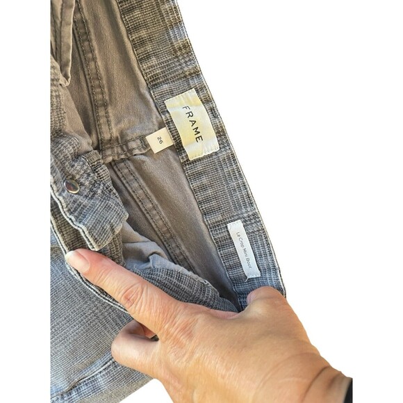 Frame Le Crop Mini Boot Plaid Jeans in Washed Grey Plaid Size 26‎ - Picture 9 of 14